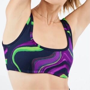 NWT - Fabletics Rivka Sports Bra - Size Large - Black, Purple, Lime 🖤💜💚